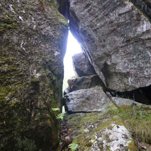 Sunlight through rock crack