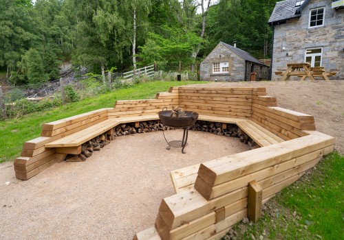 Cornerstone Outside seating with fireplace
